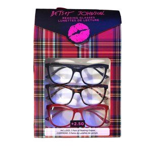 Betsey Johnson Reading Glasses NEW Set of 3 +2.50
